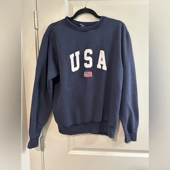 Brandy Melville Dark Blue USA Crewneck Sweater - Picture 1 of 4